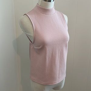 Express waffle knit mock neck sleeveless pink top XS Petite